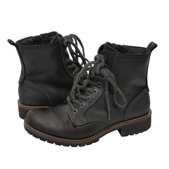 ECCO Elaine Lace Black Leather Boots Women's Size 37EU (6-6.5 US) - Picture 1 of 14
